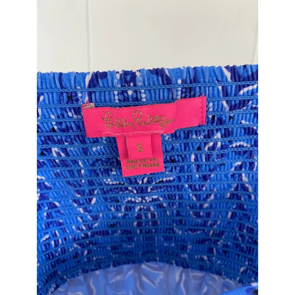 Lilly Pulitzer Abaco Blue Have It Both Rays Floriana Pullover Top Size S # 13448